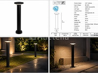 2 x led buiten sokkel lamp – 12w – 4200k neutraal wit - zwart – ip65 – dexter-3 - afbeelding 1 van  5