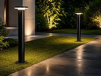 2 x led buiten sokkel lamp – 12w – 4200k neutraal wit - zwart – ip65 – dexter-3 - afbeelding 1 van  5