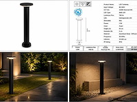 2 x led buiten sokkel lamp – 12w – 4200k neutraal wit - zwart – ip65 – dexter-3 - afbeelding 5 van  5