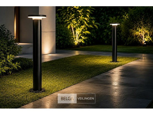 2 x led buiten sokkel lamp – 12w – 4200k neutraal wit - zwart – ip65 – dexter-3 - afbeelding 2 van  6