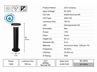 2 x led buiten sokkel lamp – 12w – 4200k neutraal wit - zwart – ip65 – dexter-3 - afbeelding 10 van  10
