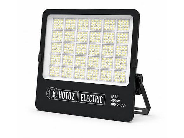 2 x led floodlight 400w – 6400k koud wit - zwart – ip65 – borneo-400 - afbeelding 3 van  5