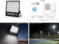 2 x led floodlight 400w – 6400k koud wit - zwart – ip65 – borneo-400 - afbeelding 2 van  5