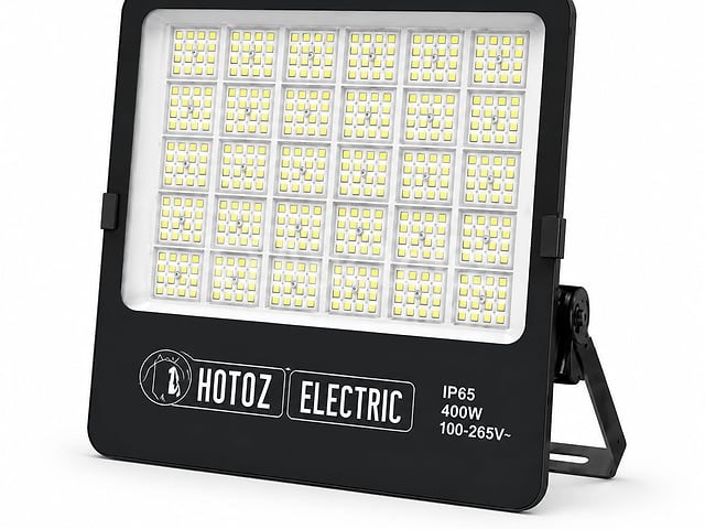 2 x led floodlight 400w – 6400k koud wit - zwart – ip65 – borneo-400 - afbeelding 4 van  5