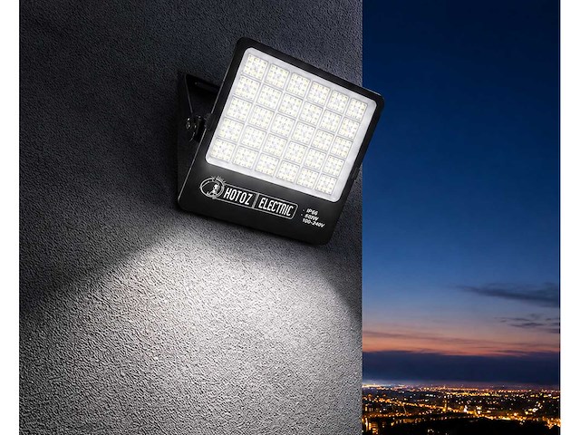 2 x led floodlight 400w – 6400k koud wit - zwart – ip65 – borneo-400 - afbeelding 1 van  5