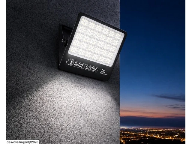 2 x led floodlight 400w – 6400k koud wit - zwart – ip65 – borneo-400 - afbeelding 2 van  6