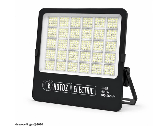 2 x led floodlight 400w – 6400k koud wit - zwart – ip65 – borneo-400 - afbeelding 3 van  6