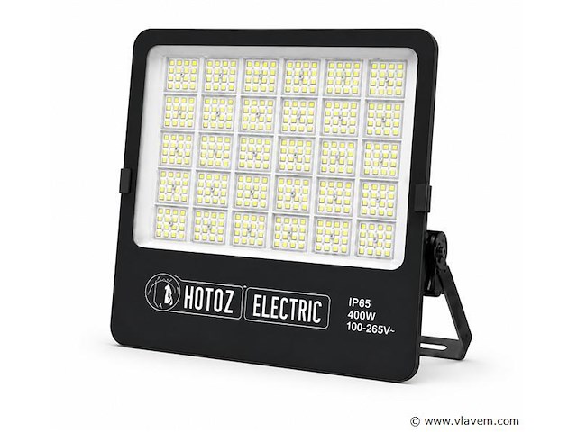 2 x led floodlight 400w – 6400k koud wit - zwart – ip65 – borneo-400 - afbeelding 2 van  5