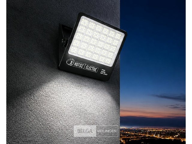 2 x led floodlight 400w – 6400k koud wit - zwart – ip65 – borneo-400 - afbeelding 1 van  6