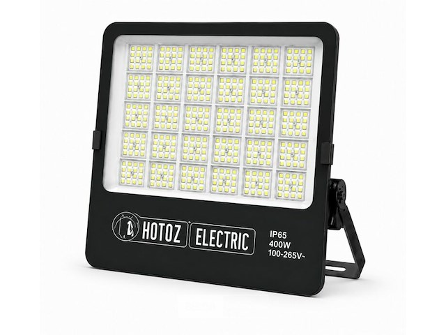 2 x led floodlight 400w – 6400k koud wit - zwart – ip65 – borneo-400 - afbeelding 3 van  6