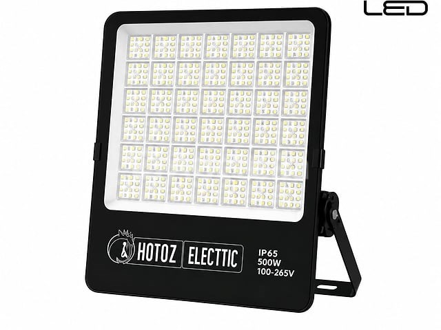 2 x led floodlight 500w – 6400k koud wit - zwart – ip65 – borneo-500 - afbeelding 3 van  5