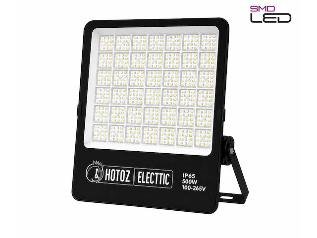 2 x led floodlight 500w – 6400k koud wit - zwart – ip65 – borneo-500 - afbeelding 1 van  2