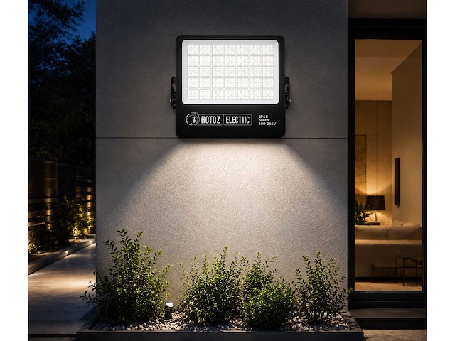 2 x led floodlight 500w – 6400k koud wit - zwart – ip65 – borneo-500 - afbeelding 1 van  5
