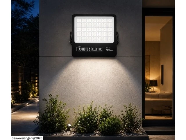 2 x led floodlight 500w – 6400k koud wit - zwart – ip65 – borneo-500 - afbeelding 2 van  6