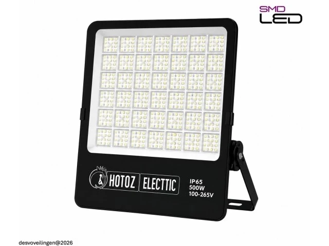 2 x led floodlight 500w – 6400k koud wit - zwart – ip65 – borneo-500 - afbeelding 3 van  6