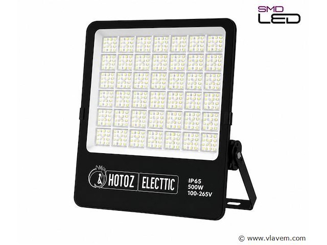 2 x led floodlight 500w – 6400k koud wit - zwart – ip65 – borneo-500 - afbeelding 2 van  5