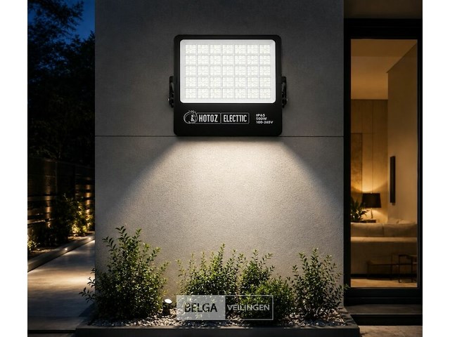 2 x led floodlight 500w – 6400k koud wit - zwart – ip65 – borneo-500 - afbeelding 2 van  6