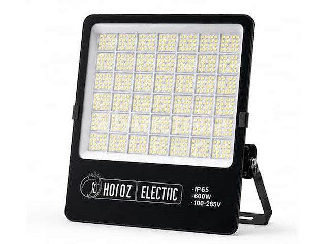 2 x led floodlight 600w – 6400k koud wit - zwart – ip65 – borneo-600 - afbeelding 4 van  5