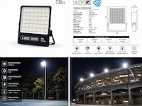 2 x led floodlight 600w – 6400k koud wit - zwart – ip65 – borneo-600 - afbeelding 3 van  5