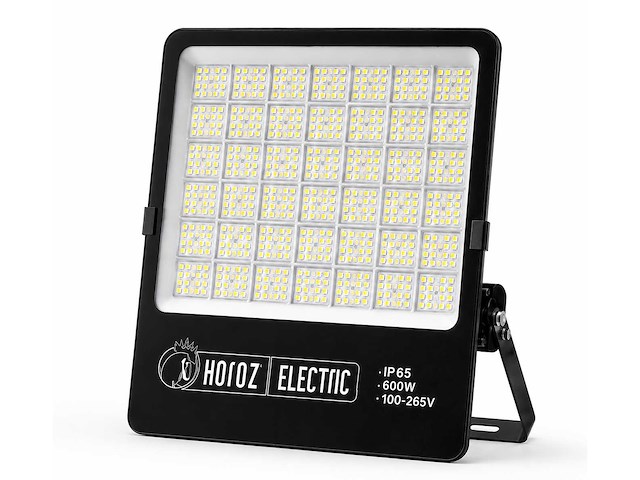 2 x led floodlight 600w – 6400k koud wit - zwart – ip65 – borneo-600 - afbeelding 2 van  5