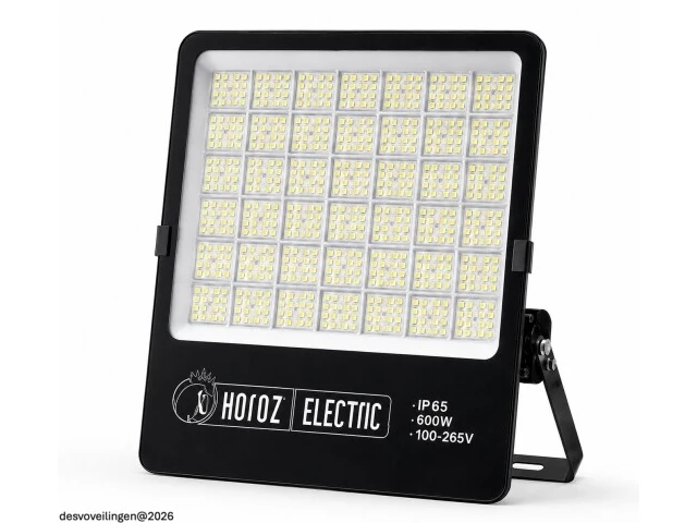 2 x led floodlight 600w – 6400k koud wit - zwart – ip65 – borneo-600 - afbeelding 3 van  6
