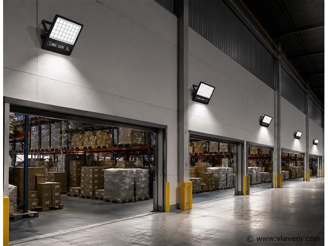 2 x led floodlight 600w – 6400k koud wit - zwart – ip65 – borneo-600 - afbeelding 1 van  5