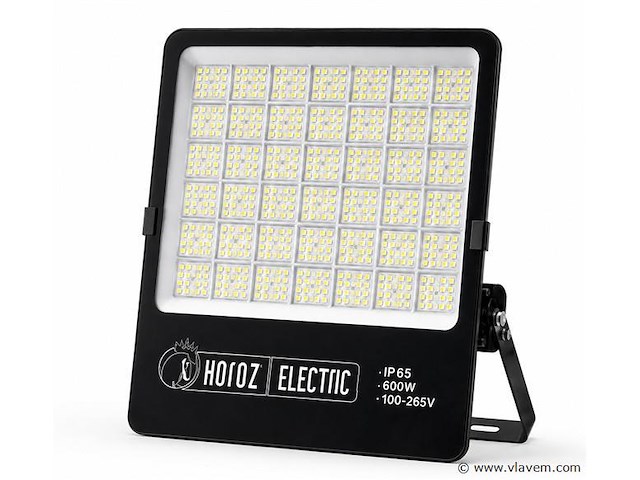 2 x led floodlight 600w – 6400k koud wit - zwart – ip65 – borneo-600 - afbeelding 2 van  5
