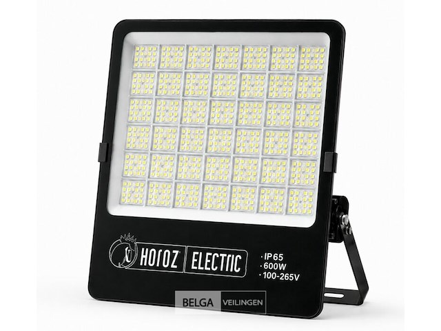 2 x led floodlight 600w – 6400k koud wit - zwart – ip65 – borneo-600 - afbeelding 3 van  6