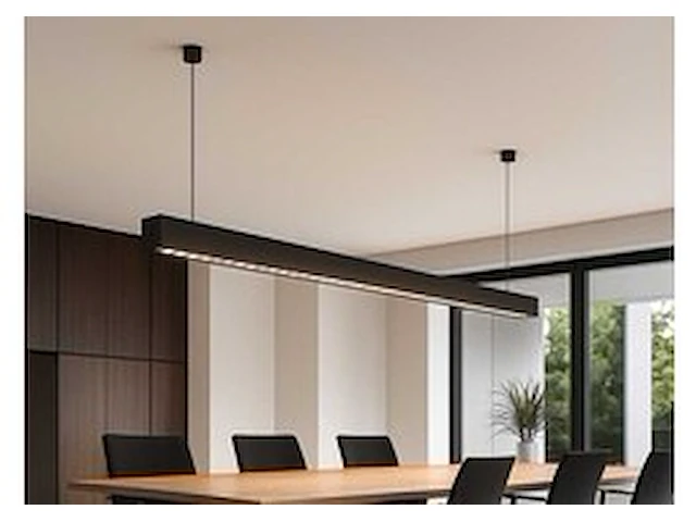 2 x led lineaire hanglamp – 35w – 120cm – ip20 – zwart – inclusief montageset - afbeelding 1 van  6