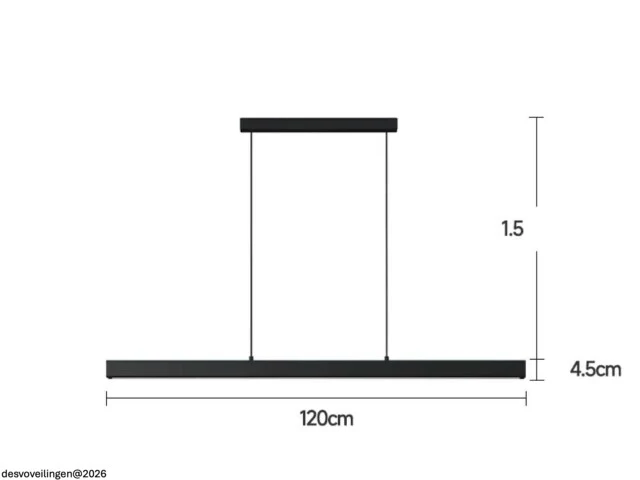 2 x led lineaire hanglamp – 35w – 120cm – ip20 – zwart – inclusief montageset - afbeelding 4 van  6