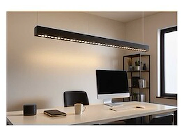 2 x led lineaire hanglamp – 35w – 120cm – ip20 – zwart – inclusief montageset - afbeelding 1 van  7