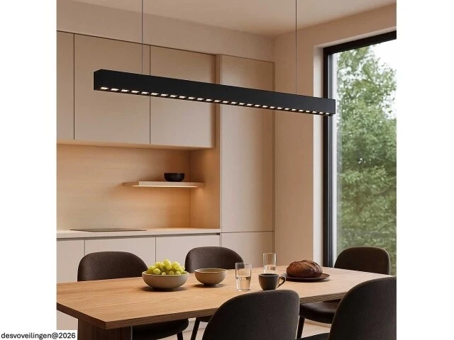 2 x led lineaire hanglamp – 35w – 120cm – ip20 – zwart – inclusief montageset - afbeelding 3 van  7