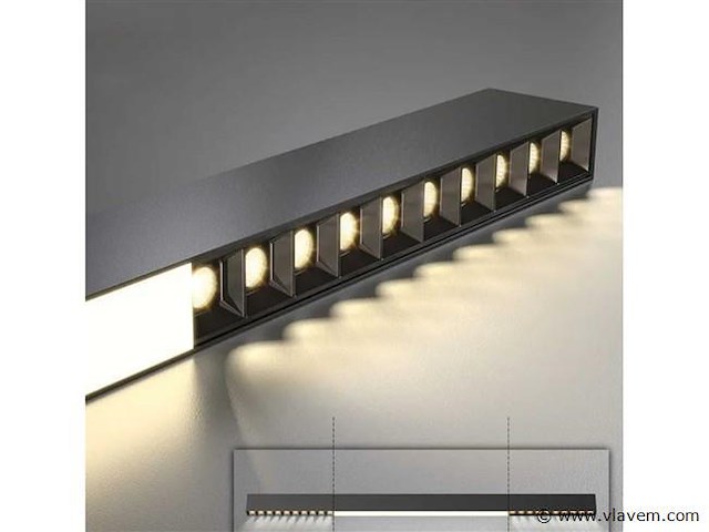 2 x led lineaire hanglamp – 35w – 120cm – ip20 – zwart – inclusief montageset - afbeelding 5 van  5