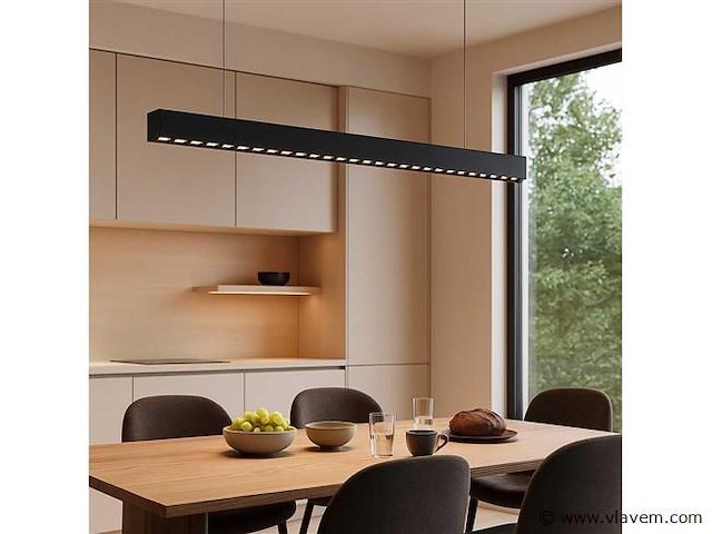 2 x led lineaire hanglamp – 35w – 120cm – ip20 – zwart – inclusief montageset - afbeelding 2 van  5