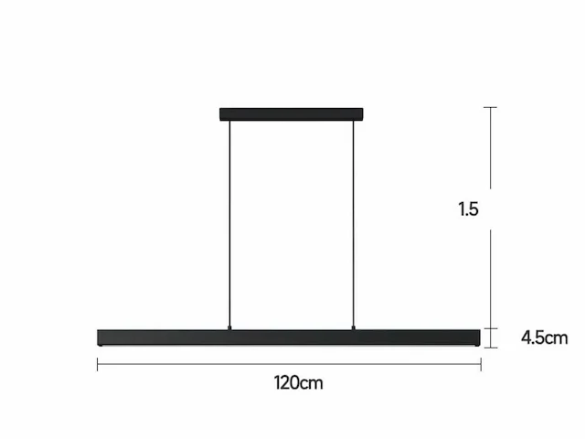 2 x led lineaire hanglamp – 35w – 120cm – ip20 – zwart – inclusief montageset - afbeelding 6 van  6