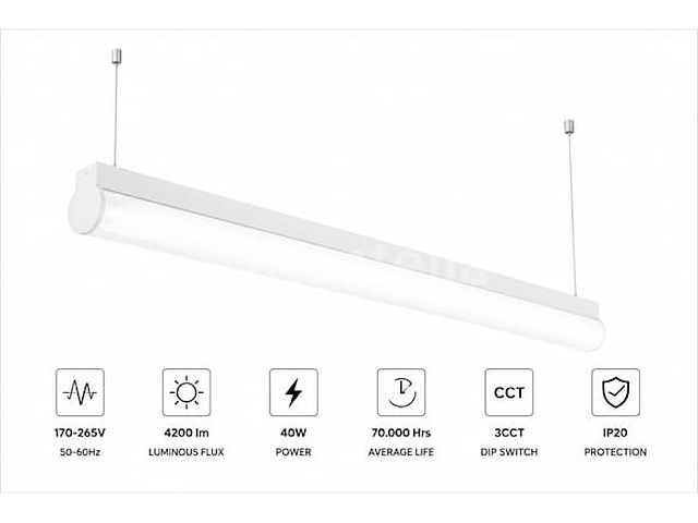 2 x led linear hanglamp 40w – 3cct instelbaar - wit – avenue 3cct - afbeelding 1 van  5