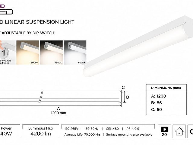 2 x led linear hanglamp 40w – 3cct instelbaar - wit – avenue 3cct - afbeelding 3 van  5