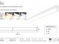 2 x led linear hanglamp 40w – 3cct instelbaar - wit – avenue 3cct - afbeelding 3 van  5