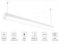 2 x led linear hanglamp 40w – 3cct instelbaar - wit – avenue 3cct - afbeelding 4 van  5