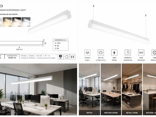 2 x led linear hanglamp 40w – 3cct instelbaar - wit – avenue 3cct - afbeelding 5 van  5