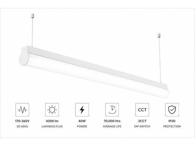 2 x led linear hanglamp 40w – 3cct instelbaar - wit – avenue 3cct - afbeelding 2 van  5