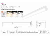 2 x led linear hanglamp 40w – 3cct instelbaar - wit – avenue 3cct - afbeelding 4 van  5