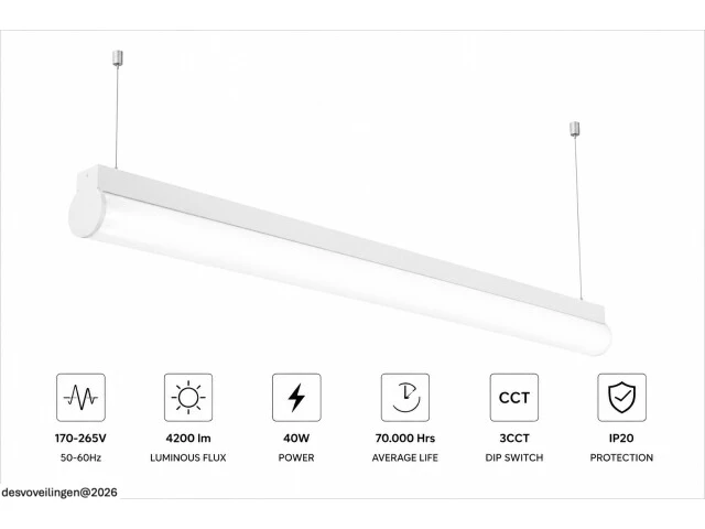 2 x led linear hanglamp 40w – 3cct instelbaar - wit – avenue 3cct - afbeelding 3 van  6