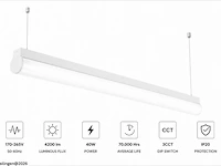 2 x led linear hanglamp 40w – 3cct instelbaar - wit – avenue 3cct - afbeelding 3 van  6