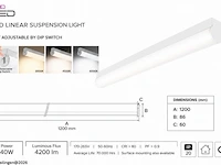 2 x led linear hanglamp 40w – 3cct instelbaar - wit – avenue 3cct - afbeelding 5 van  6