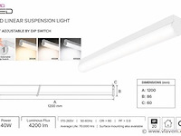 2 x led linear hanglamp 40w – 3cct instelbaar - wit – avenue 3cct - afbeelding 4 van  5