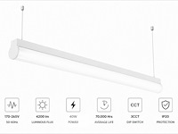 2 x led linear hanglamp 40w – 3cct instelbaar - wit – avenue 3cct - afbeelding 3 van  6