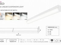 2 x led linear hanglamp 40w – 3cct instelbaar - wit – avenue 3cct - afbeelding 5 van  6
