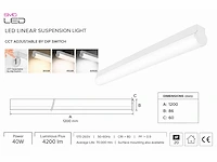 2 x led linear hanglamp 40w – 3cct instelbaar - wit – avenue 3cct - afbeelding 4 van  5