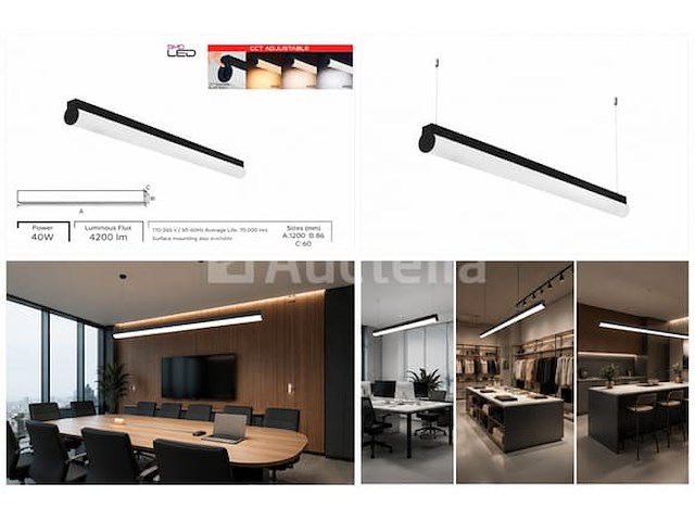 2 x led linear hanglamp 40w – 3cct instelbaar - zwart – avenue 3cct - afbeelding 2 van  5